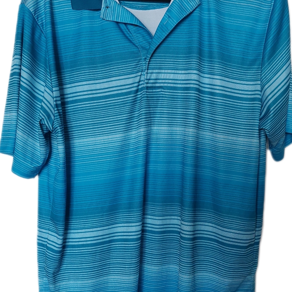 Men's Blue Striped Polo Shirt